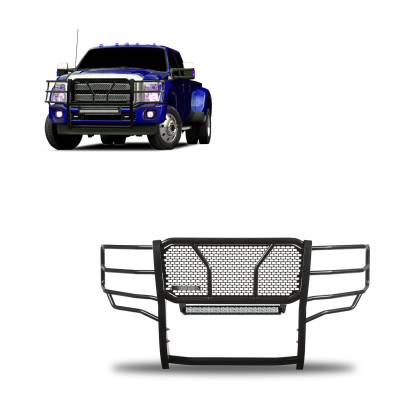 Rugged Heavy Duty Grille Guard With 20" Double Row LED Light-Black-F-250/F-350/F-450/F-550 SD|Black Horse Off Road