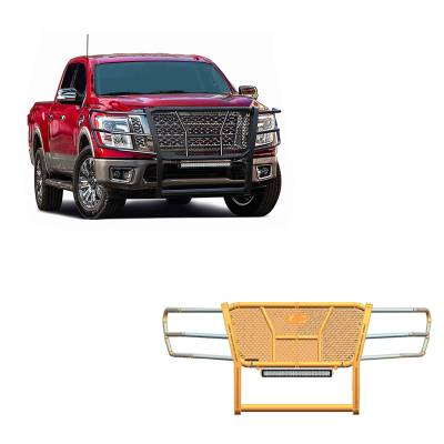 Rugged Heavy Duty Grille Guard With 20" Double Row LED Light-Black-2017-2023 Nissan Titan|Black Horse Off Road