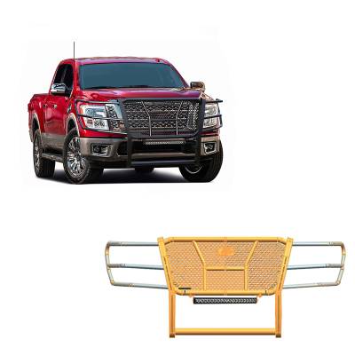 Rugged Heavy Duty Grille Guard With Single Row LED Light-Black-2017-2023 Nissan Titan|Black Horse Off Road