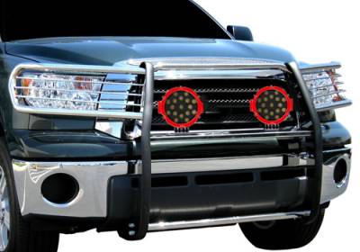 Grille Guard With Set of 7.0" Red Trim Rings LED Flood Lights-Stainless Steel-Sequoia/Tundra|Black Horse Off Road