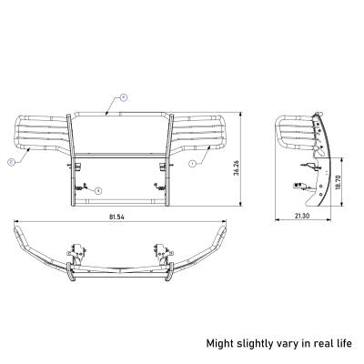 Grille Guard Kit-Black-17GS12MA-PLB-Material:Steel