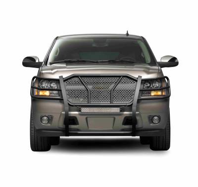 Rugged Heavy Duty Grille Guard With 20" Double Row LED Light-Black-Tahoe/Suburban 1500/Avalanche|Black Horse Off Road
