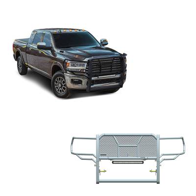 Rugged Heavy Duty Grille Guard With 20" Double Row LED Light-Black-2500/3500|Black Horse Off Road