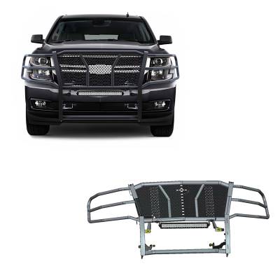 Rugged Heavy Duty Grille Guard With 20" Double Row LED Light-Black-Tahoe/Suburban|Black Horse Off Road