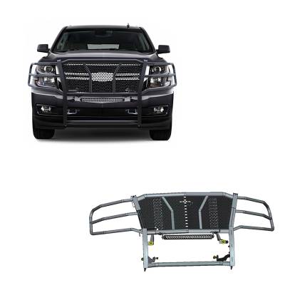 Rugged Heavy Duty Grille Guard With Single Row LED Light-Black-Tahoe/Suburban|Black Horse Off Road