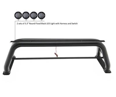 Classic Roll Bar Kit-Black-RB015BK-PLFB-Part Information:2 sets of 5.3" Dia.  Black LED Flood Lights w/ Harness and Switch