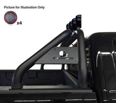 Black Horse Off Road - Classic Roll Bar With 2 Sets of 5.3" Red Trim Rings LED Flood Lights-Black-F-250 Super Duty/F-350 Super Duty/F-450 Super Duty|Black Horse Off Road - Image 4