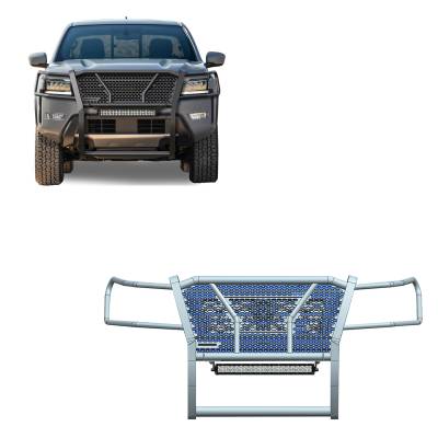 Rugged Heavy Duty Grille Guard With 20" Double Row LED Light-Black-2022-2024 Nissan Frontier|Black Horse Off Road