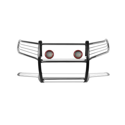 Grille Guard With Set of 5.3" Red Trim Rings LED Flood Lights-Stainless Steel-2010-2024 Toyota 4Runner|Black Horse Off Road