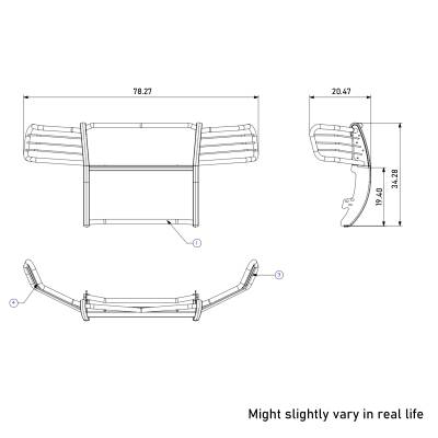 Grille Guard Kit-Black-17GS10MA-PLFB-Material:Steel