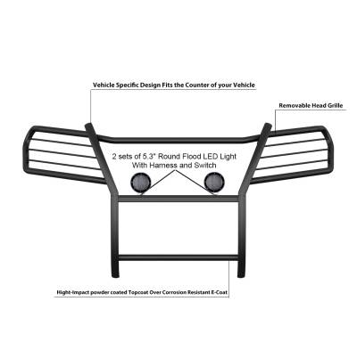 Grille Guard Kit-Black-17H01MA-PLFB-Material:Steel