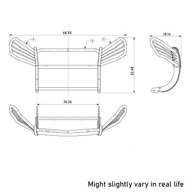 Grille Guard Kit-Stainless Steel-17A093902MSS-PLFB-Brand:Black Horse Off Road