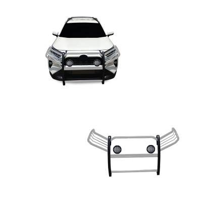 Grille Guard With Set of 5.3".Black Trim Rings LED Flood Lights-Stainless Steel-2019-2023 Toyota RAV4|Black Horse Off Road