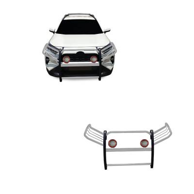 Grille Guard With Set of 5.3" Red Trim Rings LED Flood Lights-Stainless Steel-2019-2023 Toyota RAV4|Black Horse Off Road