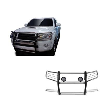 Grille Guard With Set of 5.3".Black Trim Rings LED Flood Lights-Stainless Steel-2005-2015 Toyota Tacoma|Black Horse Off Road