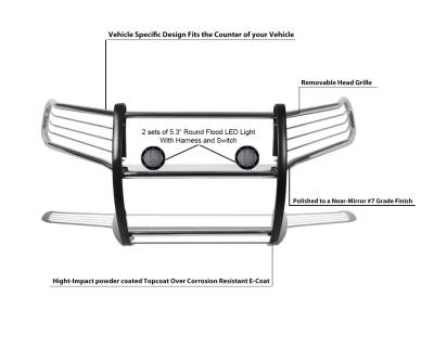 Grille Guard Kit-Stainless Steel-17A096400MSS-PLFB-Brand:Black Horse Off Road