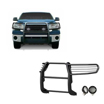 Grille Guard With Set of 5.3".Black Trim Rings LED Flood Lights-Black-Sequoia/Tundra|Black Horse Off Road
