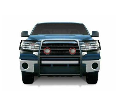 Grille Guard With Set of 5.3" Red Trim Rings LED Flood Lights-Black-Sequoia/Tundra|Black Horse Off Road