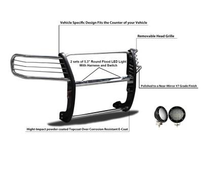 Grille Guard Kit-Stainless Steel-17A098900MSS-PLFB-Brand:Black Horse Off Road