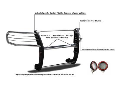 Grille Guard Kit-Stainless Steel-17A098900MSS-PLFR-Brand:Black Horse Off Road