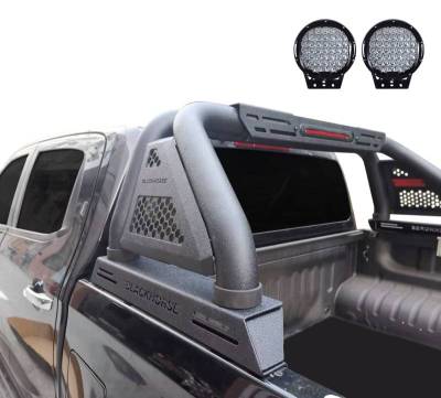 Black Horse Off Road - Classic Pro Roll Bar With Set of 9" Black Round LED Light-Textured Black-2020-2023 Jeep Gladiator|Black Horse Off Road - Image 5