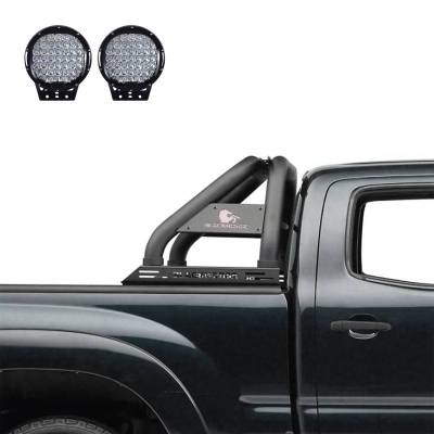 Black Horse Off Road - Classic Roll Bar With Set of 9" Black Round LED Light-Black-2022-2023 Nissan Frontier|Black Horse Off Road - Image 2