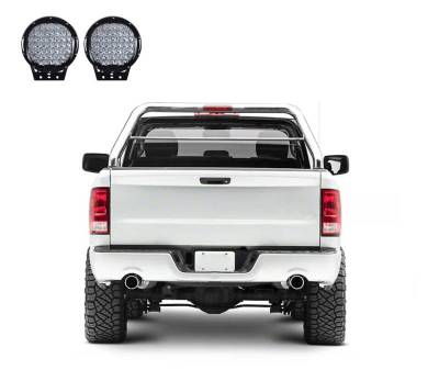 Black Horse Off Road - Classic Roll Bar With Set of 9" Black Round LED Light-Stainless Steel-Ram 1500/1500|Black Horse Off Road - Image 3