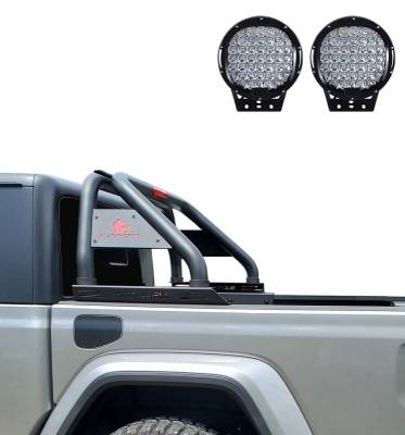 Black Horse Off Road - Classic Roll Bar With Set of 9" Black Round LED Light-Black-Colorado/Canyon|Black Horse Off Road - Image 2