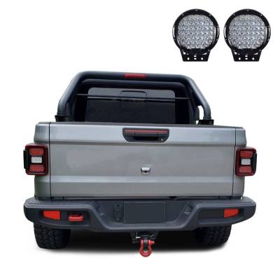 Black Horse Off Road - Classic Roll Bar With Set of 9" Black Round LED Light-Black-2020-2023 Jeep Gladiator|Black Horse Off Road - Image 4