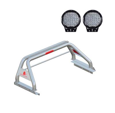 Black Horse Off Road - Classic Roll Bar With Set of 9" Black Round LED Light-Stainless Steel-2020-2023 Jeep Gladiator|Black Horse Off Road - Image 1