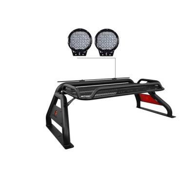 Atlas Roll Bar With Set of 9" Black Round LED Light-Black-Colorado/Canyon|Black Horse Off Road