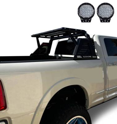 Black Horse Off Road - Armour II Roll Bar W/Basket With Set of 9" Black Round LED Light-Black-2005-2021 Nissan Frontier|Black Horse Off Road - Image 3