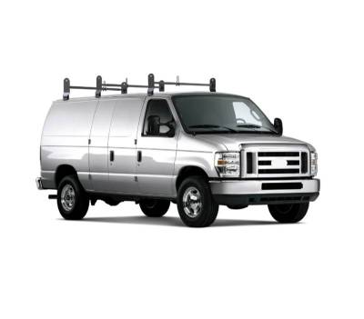 Black Horse Off Road - Black Horse off road three Bars Black Steel Roof Ladder Rack adjustable utility Cross Bar with Stoppers Fit 2003-2024 Chevy Express/GMC Savana|1999-2014 Ford Econoline - 600 LBS weight Capacity |Black Horse Off Road - Image 2