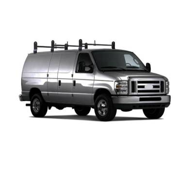 Black Horse Off Road - Black Horse off road three Bars Black Steel Roof Ladder Rack adjustable utility Cross Bar with Stoppers Fit 2003-2024 Chevy Express/GMC Savana|1999-2014 Ford Econoline - 600 LBS weight Capacity |Black Horse Off Road - Image 3