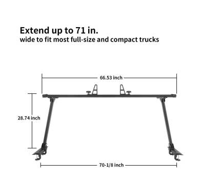 Black Horse Off Road - Summit Commercial Ladder Bed Rack-Black-Chevrolet Colorado/Nissan Frontier/Ford Ranger/Toyota Tacoma/Jeep Gladiator|Black Horse Off Road - Image 8
