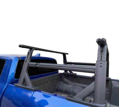Spike Extendable Truck Bed Rack With Cross Bar & Platform Tray-Black-WHENP01B-Surface Finish:Powder-Coat