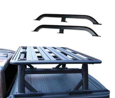 Spike Extendable Truck Bed Rack With Cross Bar & Platform Tray & Side Rail-Black-WHENPR01B