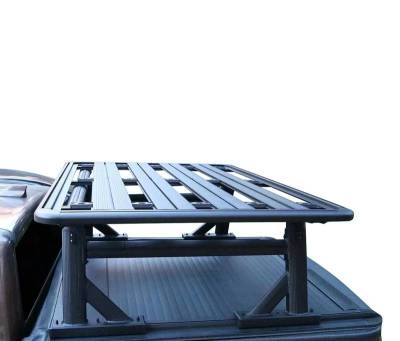 Spike Extendable Truck Bed Rack With Cross Bar & Platform Tray & Side Rail-Black-WHENPR01B-Product Note:Not Compatible with: Utility track system, Tool box And Side Box, Cargo Management System, Truck bed Cover, and Camper Shell
