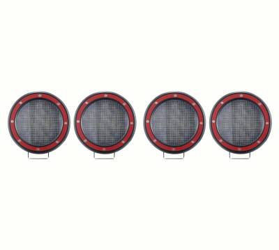 Overland Bed Rack With 2 Sets of 5.3" Red Trim Rings LED Flood Lights-Black-Full Size Trucks and Small Trucks|Black Horse Off Road - Image 10