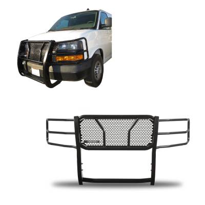 RUGGED Heavy Duty Grille Guard-Black-2003-2014 Chevrolet Express 1500/2003-2024 Chevrolet Express 2500/2003-2024 Chevrolet Express 3500/2009-2024 Chevrolet Express 4500/2009-2024 Chevrolet Express Cargo|Black Horse Off Road