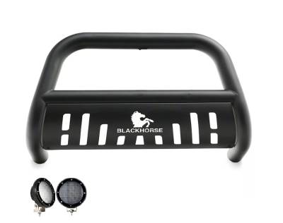 Bull Bar Kit-Matte Black-BBFO100A-SP-PLFB-Part Information:Pair  of 5.3" Dia. LED Flood Lights w/ Black Trim Rings Wiring Harness  and Switch