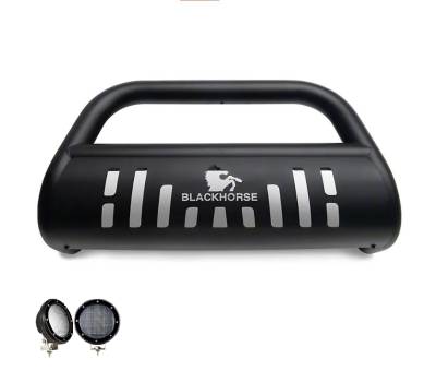 Bull Bar With Set of 5.3".Black Trim Rings LED Flood Lights-Black-Chevrolet Silverado 2500 HD/Chevrolet Silverado 3500 HD|Black Horse Off Road