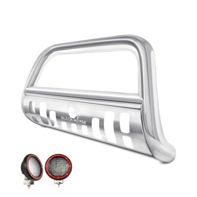 Bull Bar Kit-Stainless Steel-CBS-C2902SP-PLFR-Part Information:Pair  of 5.3" Dia. LED Flood Lights w/ Red Trim Rings Wiring Harness  and Switch