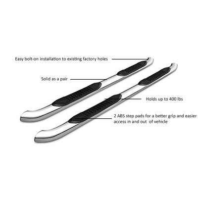 3in Side Steps-Stainless Steel-9B040101SS-Surface Finish:Polished