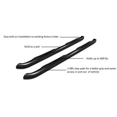 3in Side Steps-Black-9B047603A-Surface Finish:Powder-Coat