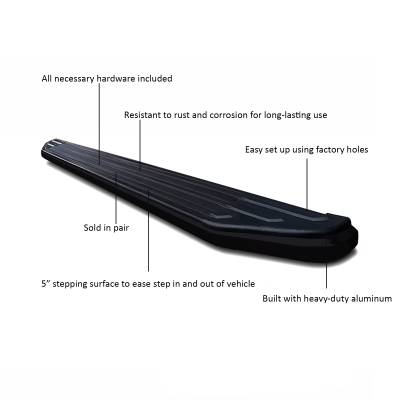 Peerless Running Boards-Black-PR-LXNXBK-Includes step-by -step instructions and hardware.
