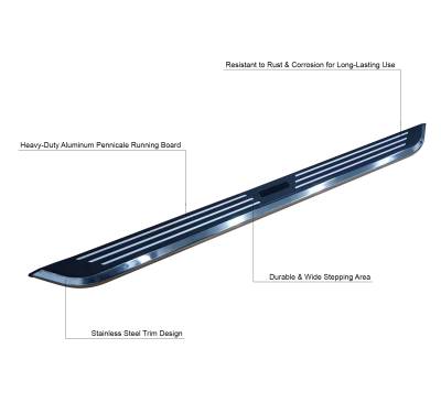 Pinnacle Running Boards-Black & Silver-PICX70-Brand:Black Horse Off Road