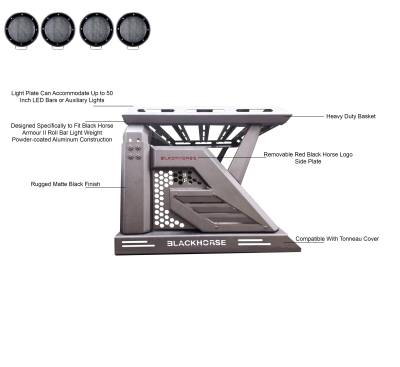 Armour II Roll Bar W/Basket Kit-Black-AR2-07BA3-PLFB-Dimension:46.06x22.44x7.08 Inches