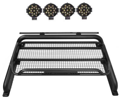 Atlas Roll Bar Kit-Black-ATRB9BK-PLB-Part Information:Box 2 contains: 53lbs- 57x32x8 Incl. 2 pairs of 7.0"Dia.  LED  Lights w/ Black Trim Rings w/ Wiring Harness and Switch