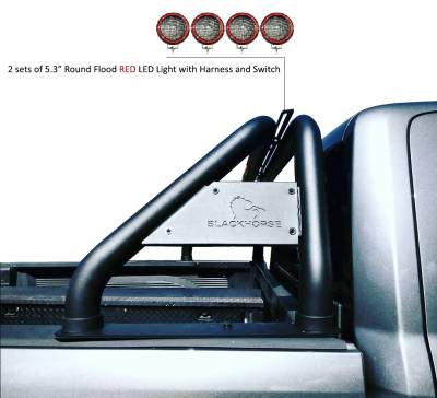 Classic Roll Bar Kit-Black-RB002BK-PLFR-Part Information:2 sets of 5.3" Dia.  Black LED Flood Lights w/ Harness and Switch